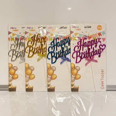 Bold Font Happy Birthday Cake Topper
