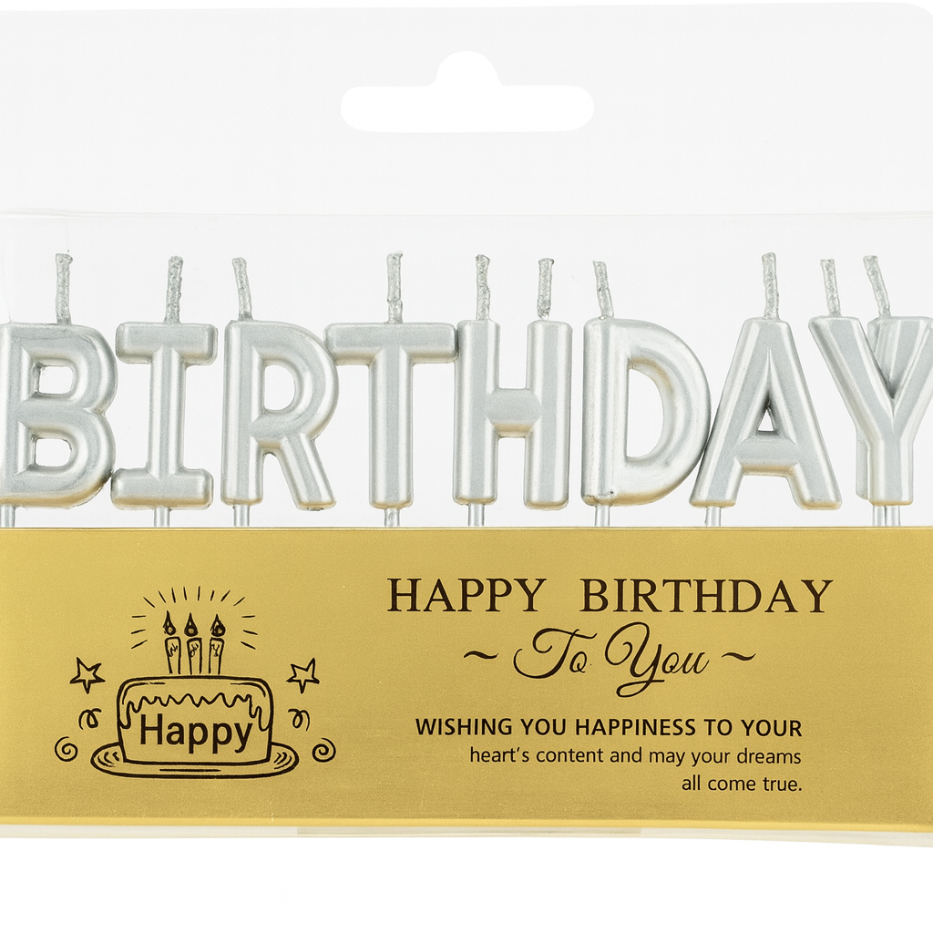 Silver & Gold Happy Birthday Candles