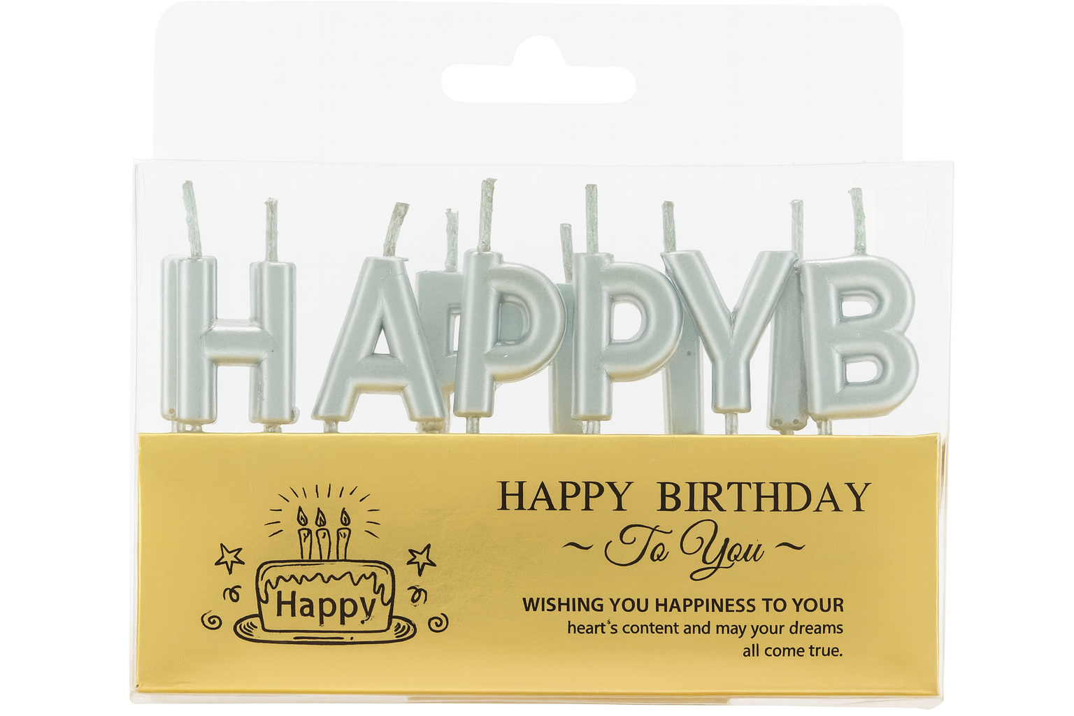 Silver & Gold Happy Birthday Candles