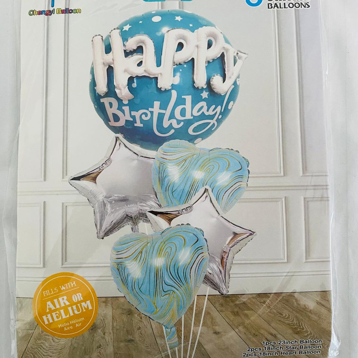 Blue/ Gold/ Pink Birthday 5pcs Balloon Set