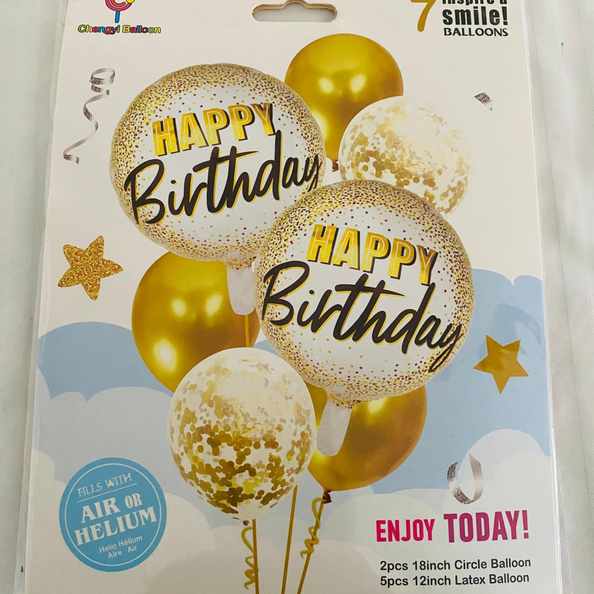 Gold Happy Birthday 7pcs Balloon Set