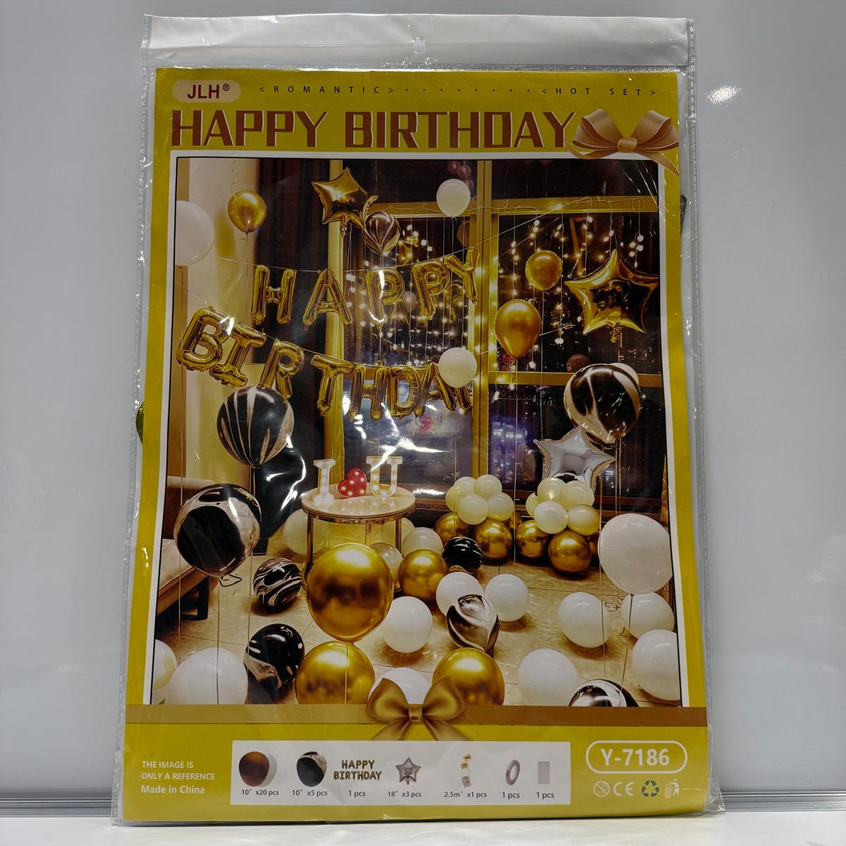 Gold, White & Black Marble Birthday Decoration Set
