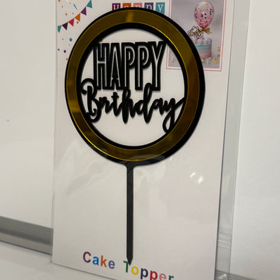Circular Happy Birthday Cake Topper