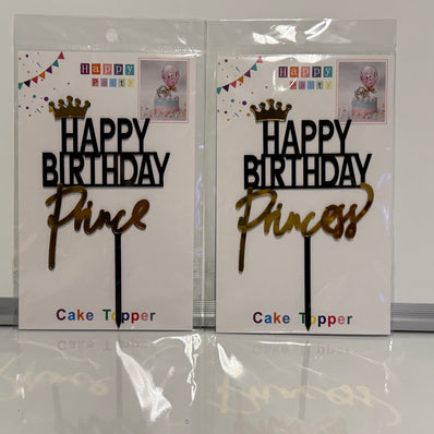 Birthday King, Queen, Prince & Princess Cake Topper
