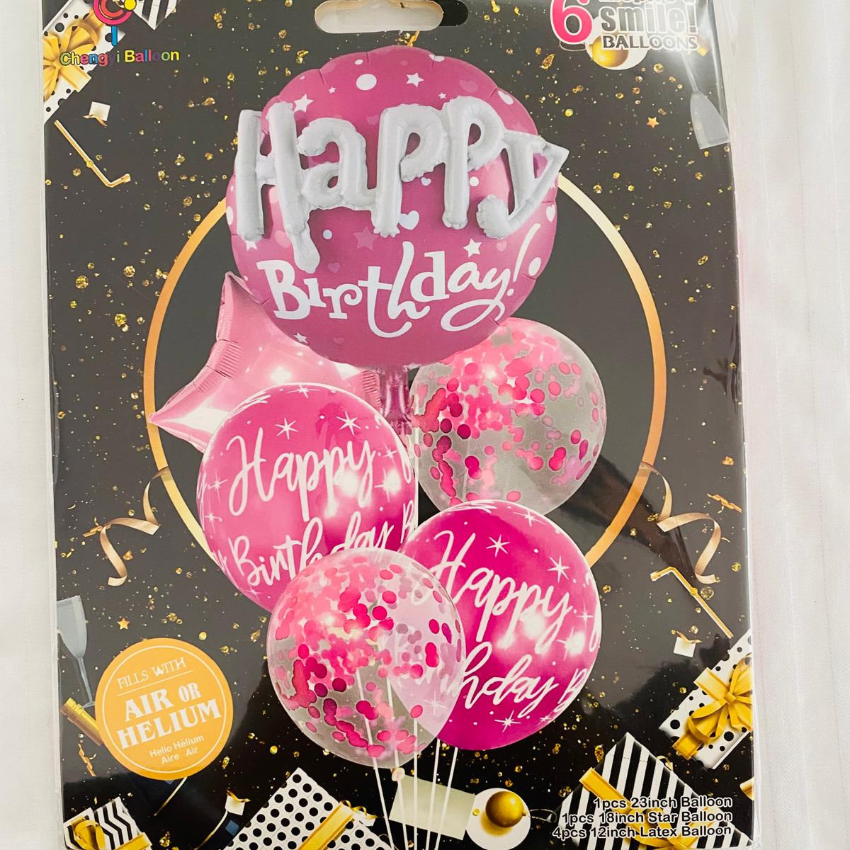 Pink Birthday 6pcs Balloon Set
