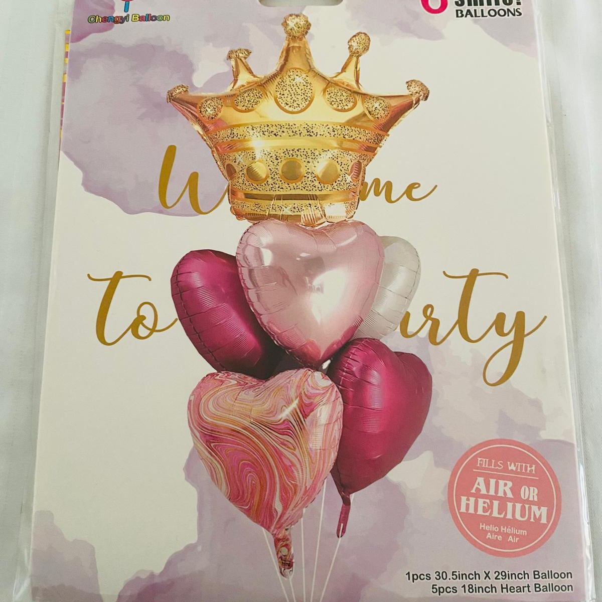 Pink & Gold Crown 6pcs Balloon Set