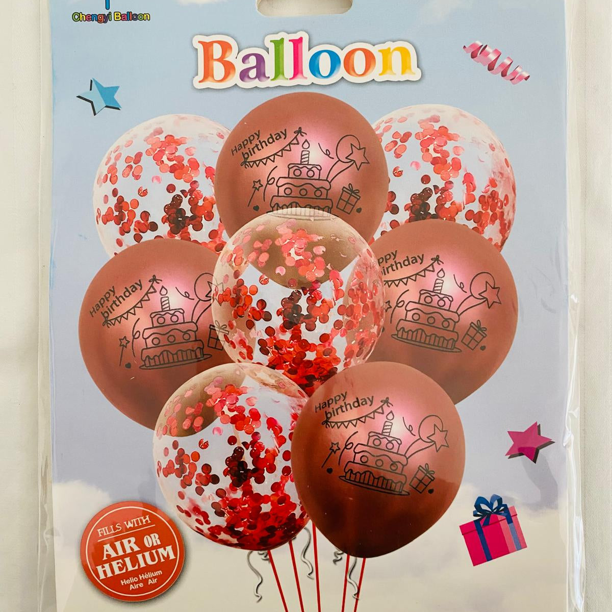 Blue / Rose Gold Birthday 8pcs Balloon Sets