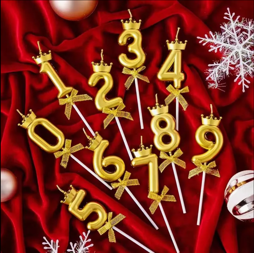 Gold & Silver Crown Numbered Candles