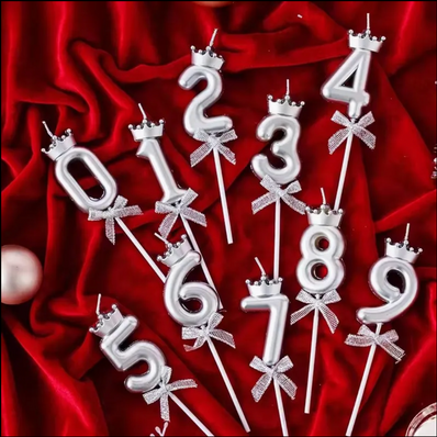 Gold & Silver Crown Numbered Candles