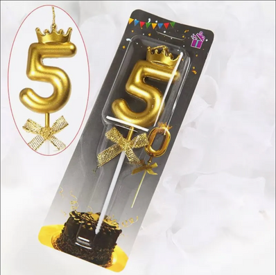 Gold & Silver Crown Numbered Candles