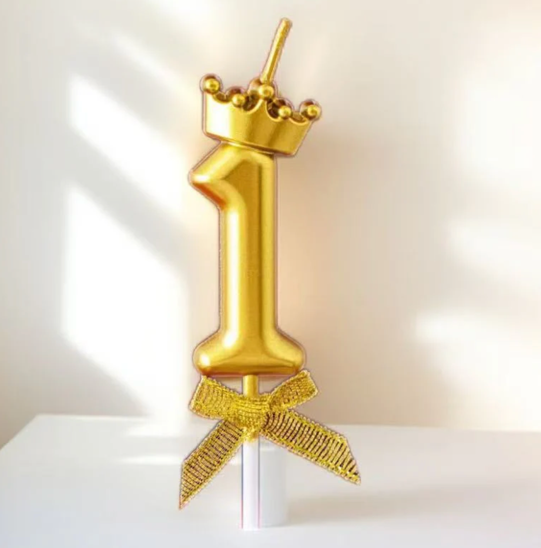 Gold & Silver Crown Numbered Candles