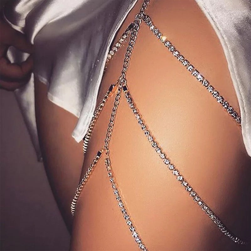 Thigh Body Chain Multi-layer crystal rhinestone