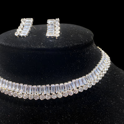 Silver Crystal Jewellery Set