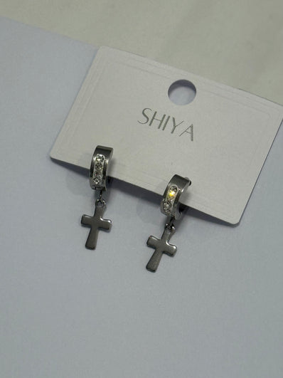 Crystal Cross Men Earrings