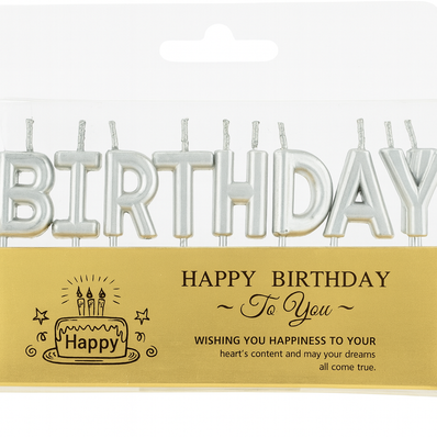 Silver & Gold Happy Birthday Candles