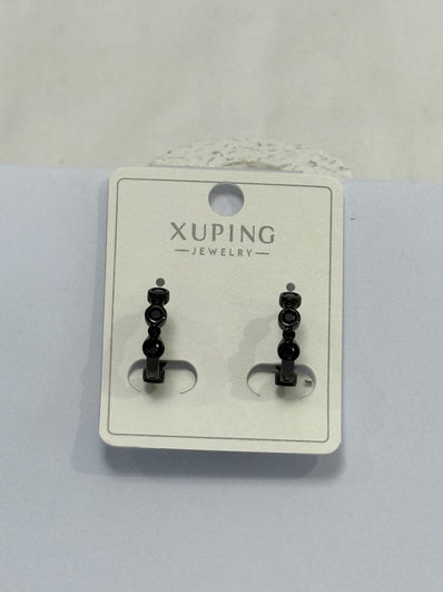 Round Black Men Earrings