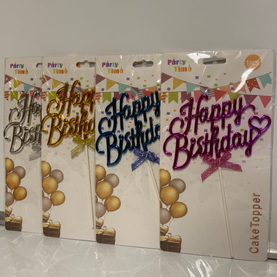 Bold Font Happy Birthday Cake Topper