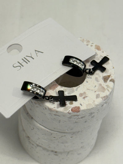 Crystal Cross Men Earrings