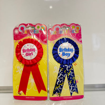Birthday Girl & Boy Ribbon Badges