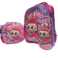 3pcs Light-up Labubu School Backpack
