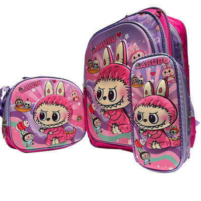 3pcs Light-up Labubu School Backpack