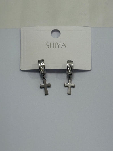 Crystal Cross Men Earrings