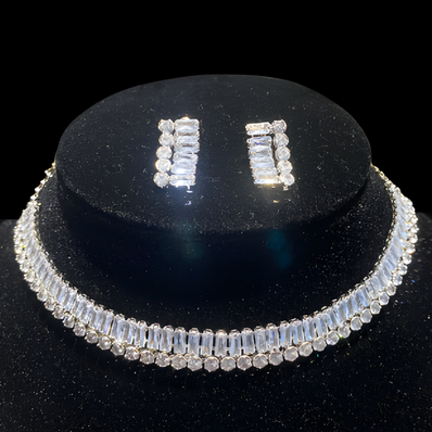 Silver Crystal Jewellery Set