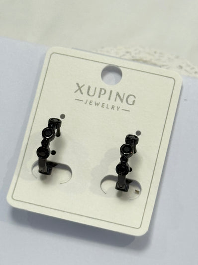 Round Black Men Earrings