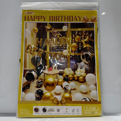 Gold, White & Black Marble Birthday Decoration Set