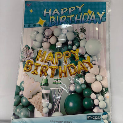 Green Ice-Cream Corn Happy Birthday set