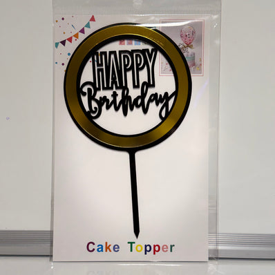 Circular Happy Birthday Cake Topper