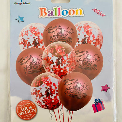 Blue / Rose Gold Birthday 8pcs Balloon Sets