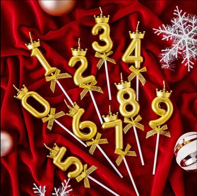Gold & Silver Crown Numbered Candles