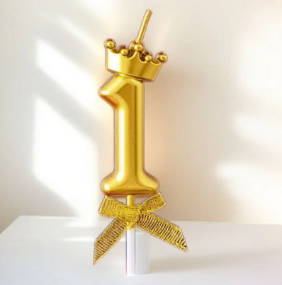 Gold & Silver Crown Numbered Candles