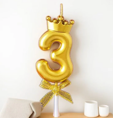 Gold & Silver Crown Numbered Candles