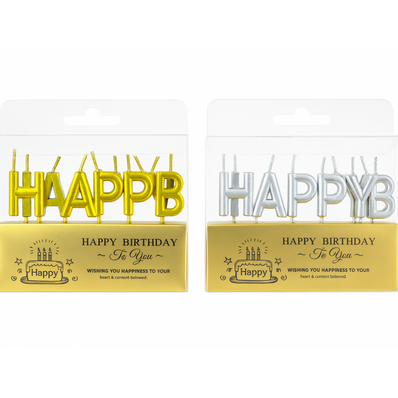 Silver & Gold Happy Birthday Candles