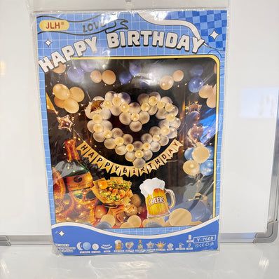 Blue Beer Celebration Happy Birthday Balloon Set