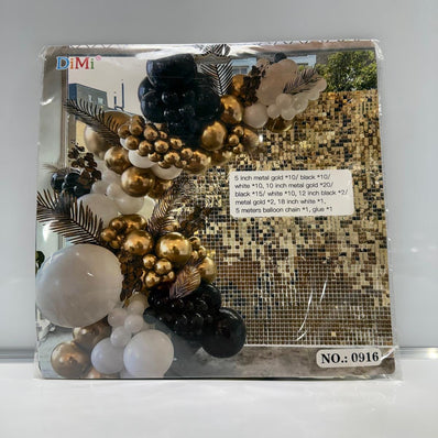 Gold, White & Black Balloon Decoration Set