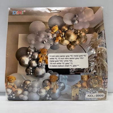 Grey, Silver & Gold Balloon Decoration Set