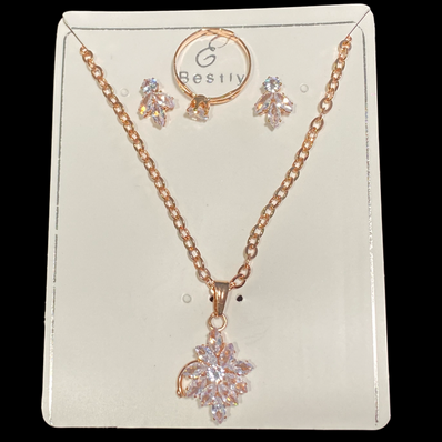 Floral Rose Gold Jewellery Set