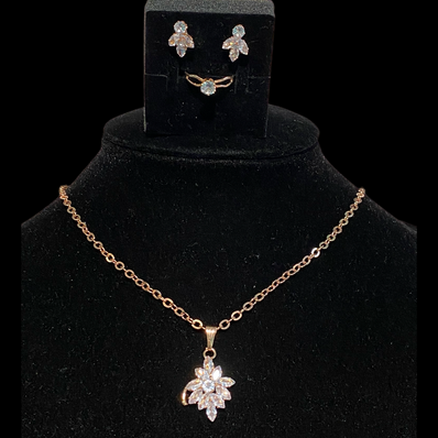Floral Rose Gold Jewellery Set