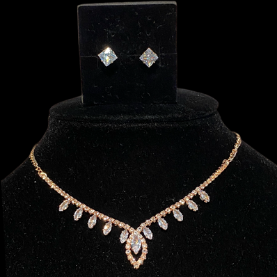 Leafy Diamante Jewellery Set