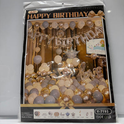 Elegant Gold, White & Blue Happy Birthday Balloon Set