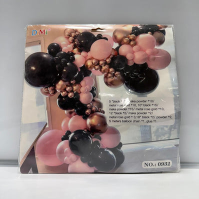 Pink, Rose Gold & Black Balloon Decoration Set