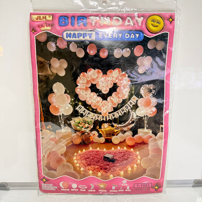 Romantic Pink & White Balloon Birthday Decoration Set