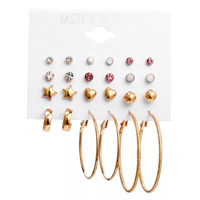 Multi-Stud & Hoops Earrings set